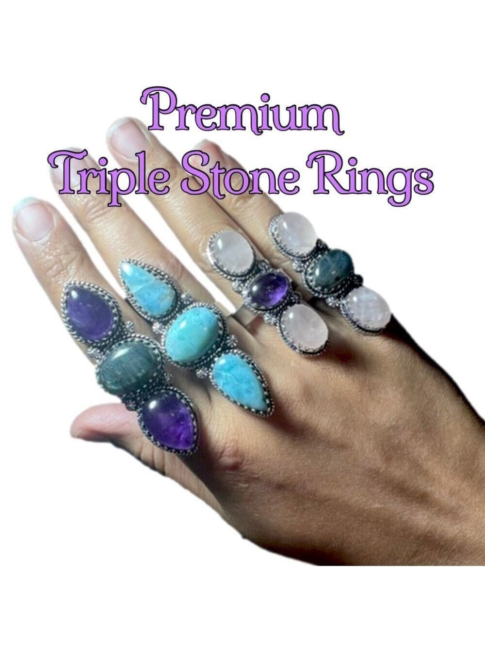 #0140 AUCTION Listing - Premium Triple 925 Gemstone Rings !